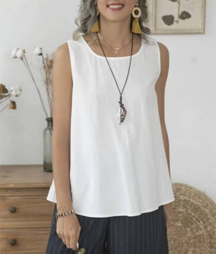 Handmade- 100% Linen Simple White Vest Pawsome Pet