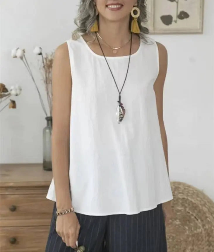 Handmade- 100% Linen Simple White Vest Pawsome Pet
