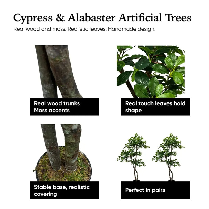 Handmade 5' Black Olive Leaf Artificial Tree with Ethically Sourced Real Wood Trunks United Supply Industries