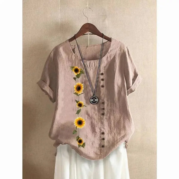 Handmade Dress - 100% Linen Sunflower Pink Top Pawsome Pet