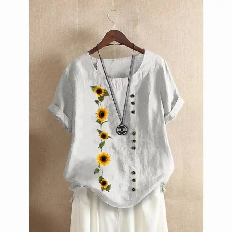 Handmade Dress - 100% Linen Sunflower Pink Top Pawsome Pet