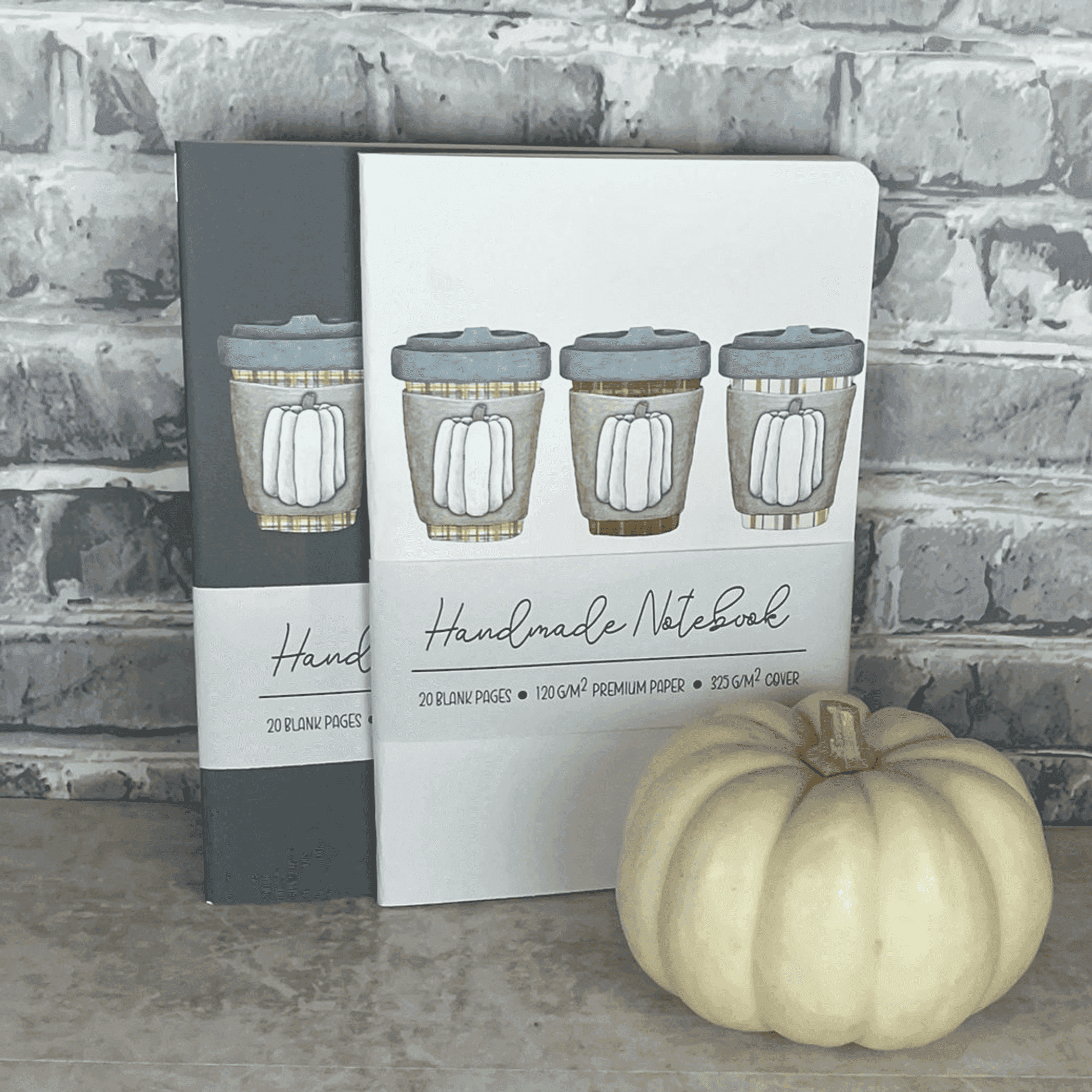 Handmade Saddle Bound Notebooks- Pumpkin Spice Trio - 2 Notebook Bundle Art by Erica H