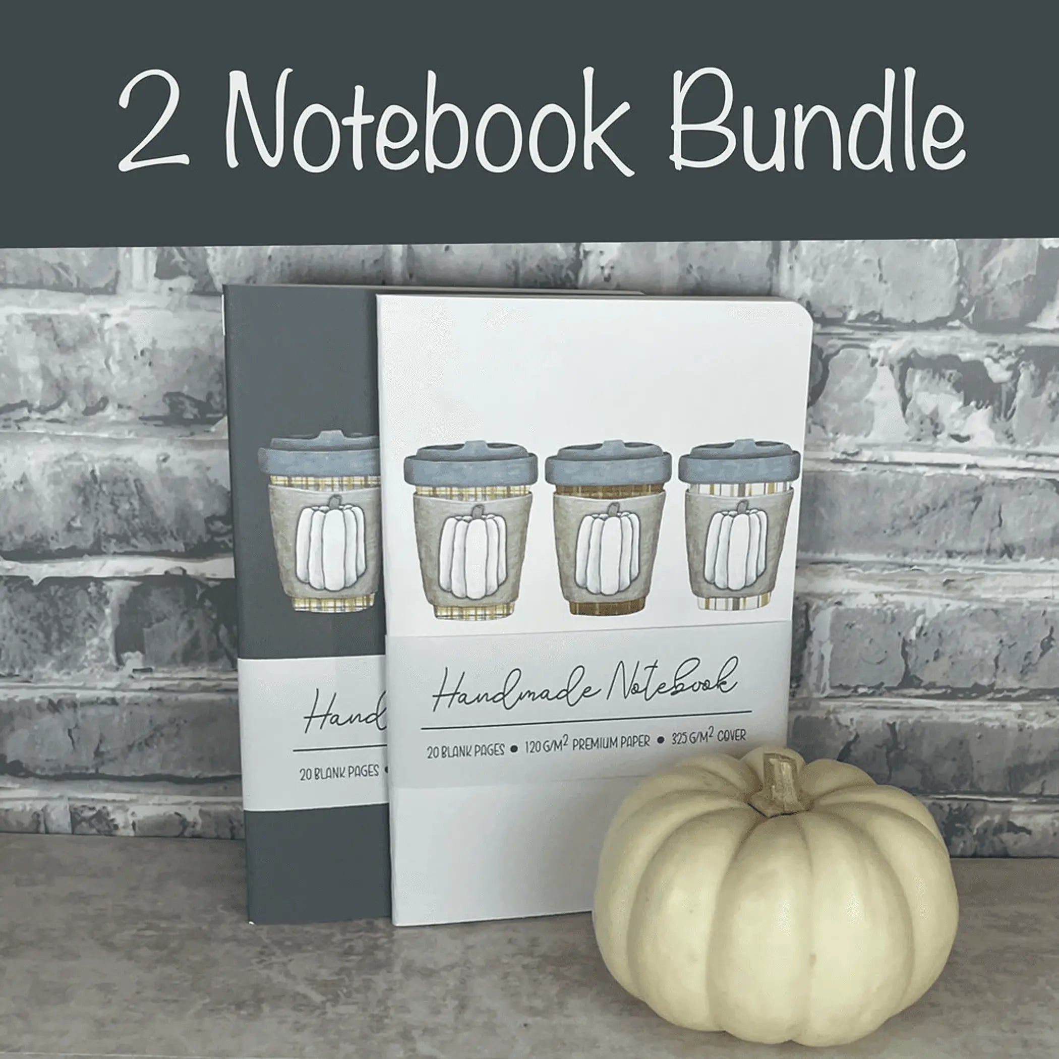 Handmade Saddle Bound Notebooks- Pumpkin Spice Trio - 2 Notebook Bundle Art by Erica H
