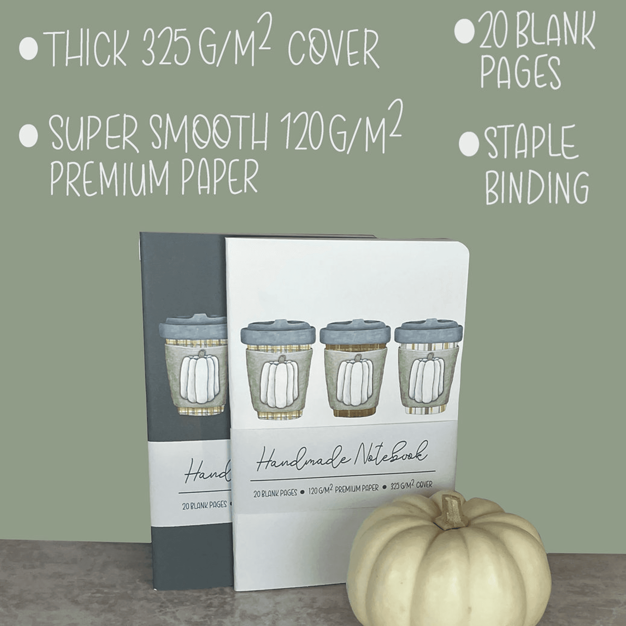 Handmade Saddle Bound Notebooks- Pumpkin Spice Trio - 2 Notebook Bundle Art by Erica H