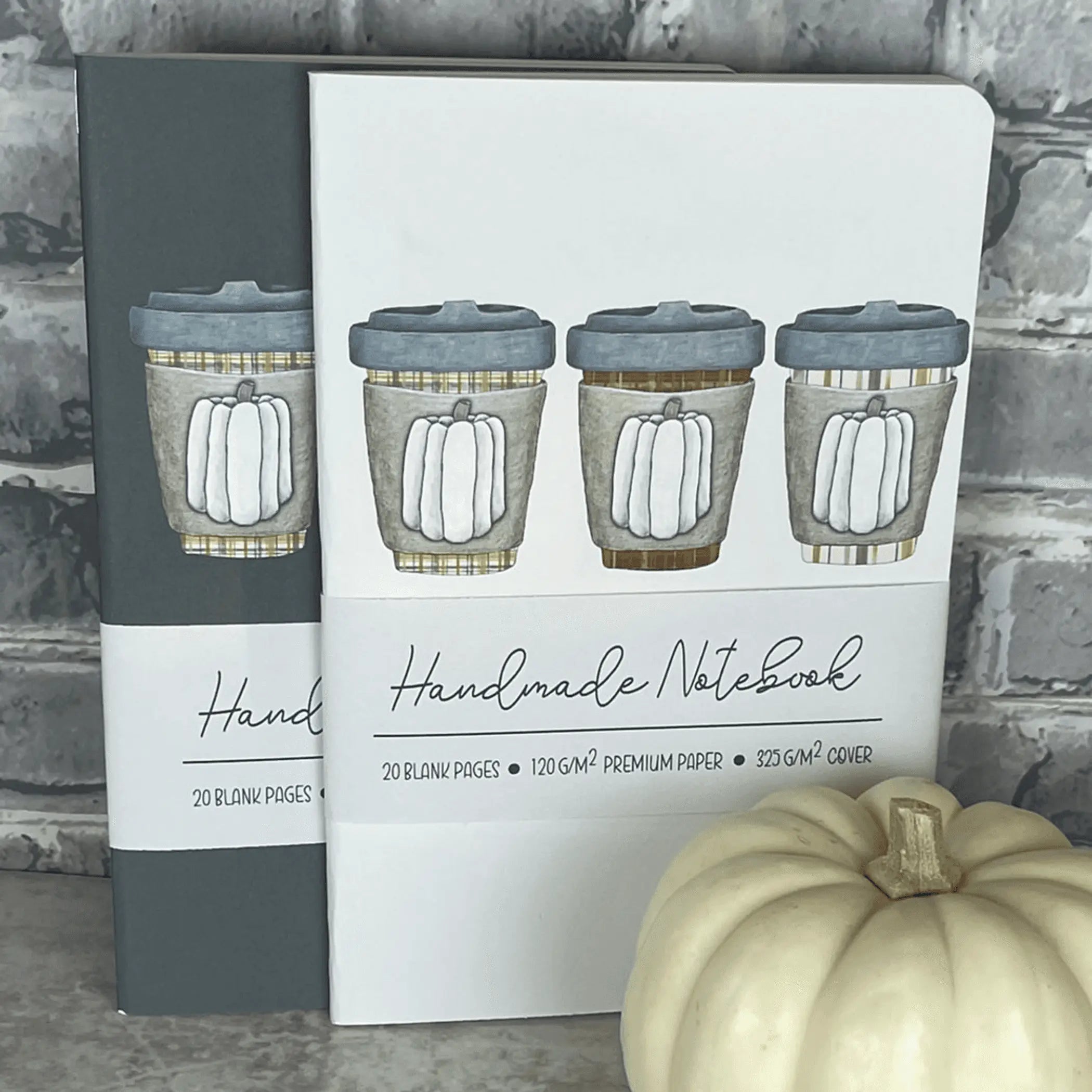 Handmade Saddle Bound Notebooks- Pumpkin Spice Trio - 2 Notebook Bundle Art by Erica H