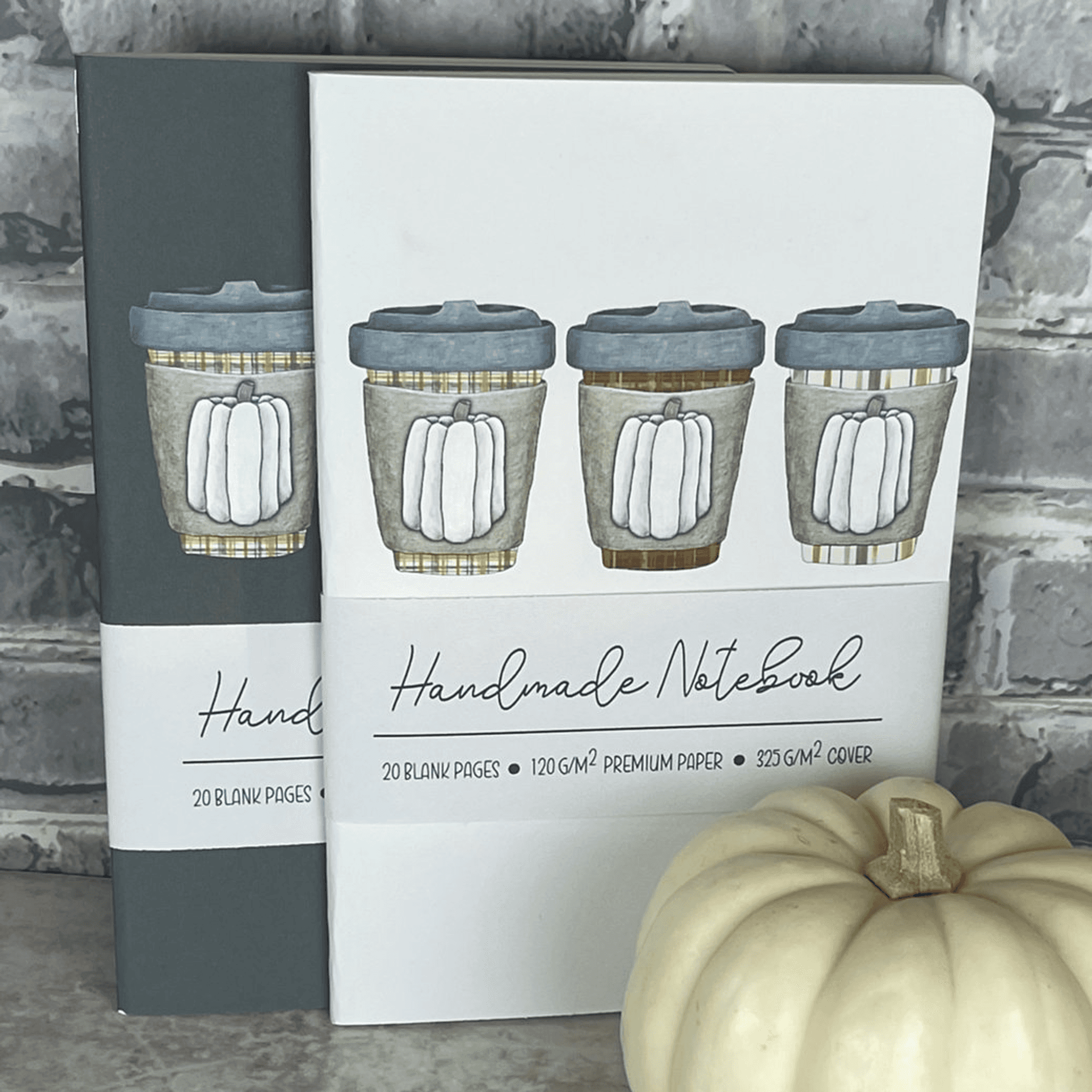 Handmade Saddle Bound Notebooks- Pumpkin Spice Trio - 2 Notebook Bundle Art by Erica H