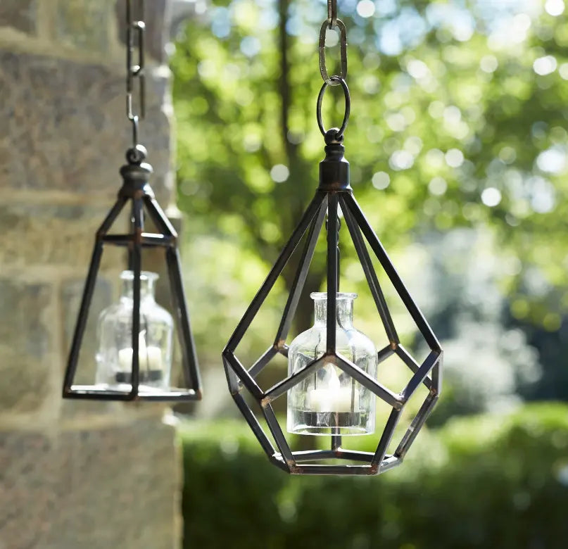 Hanging Tea Light Holder (Set of 2) 10.5"H Metal/Glass Melrose Intl.