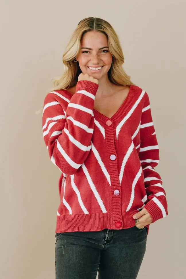 Hannah Button Up Cardi Sweater Stay Warm in Style