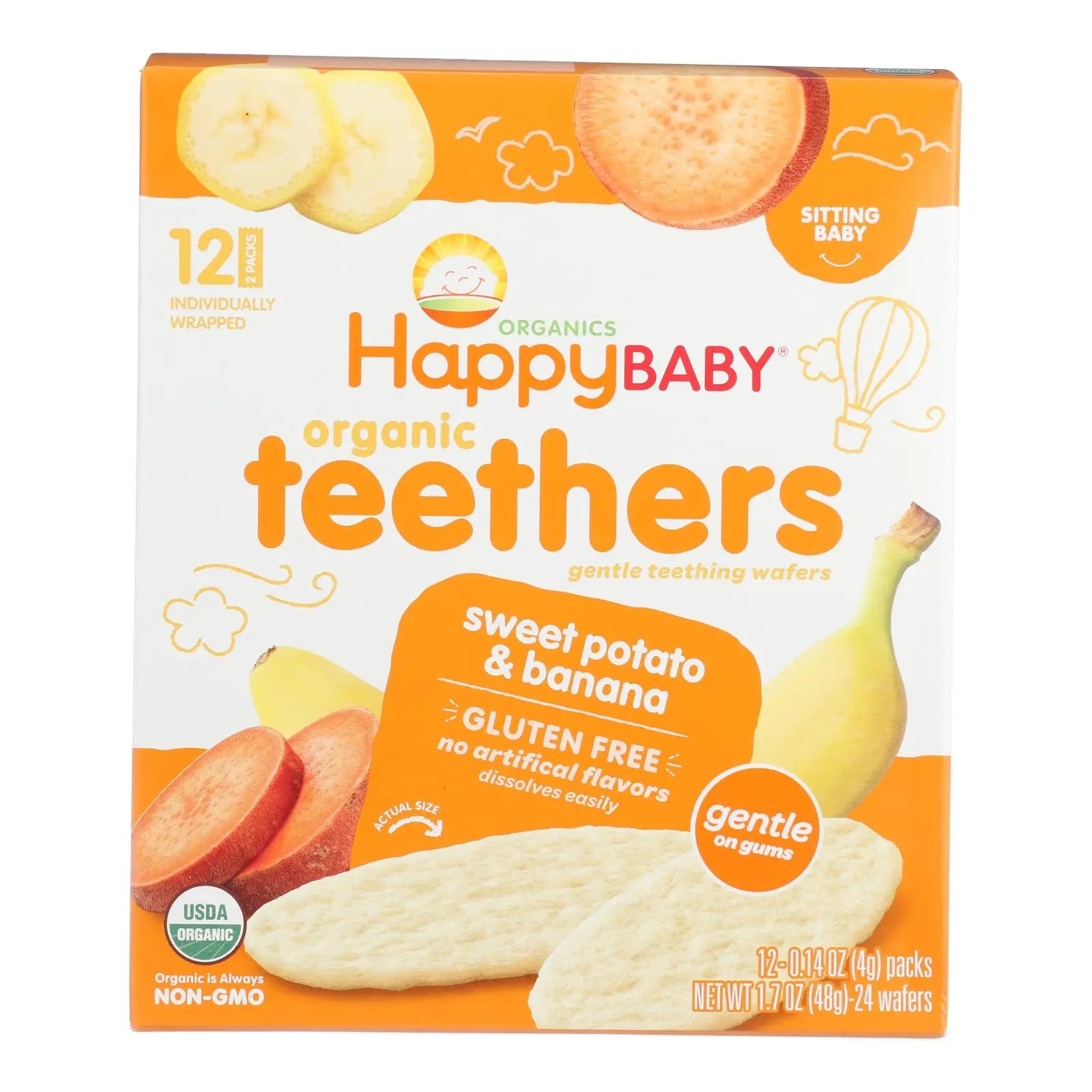 Happy Baby Teethers - Organic - Gentle - Banana And Sweet Potato - 1.7 Oz - Case Of 6 - GreatEagleInc