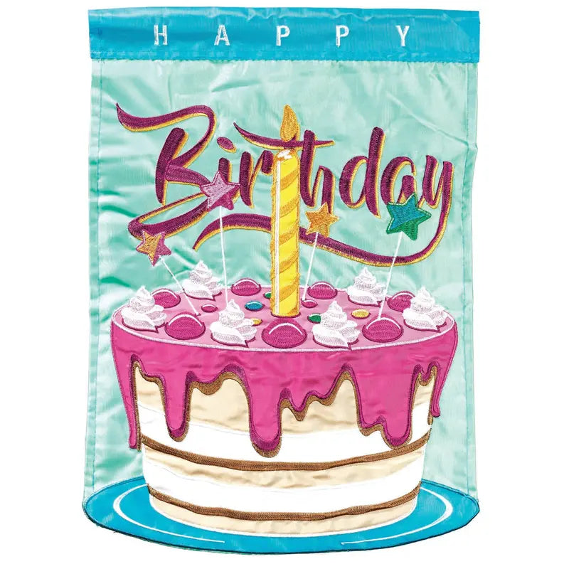Happy Birthday Cake Flag Poly Garden Dicksons Inc