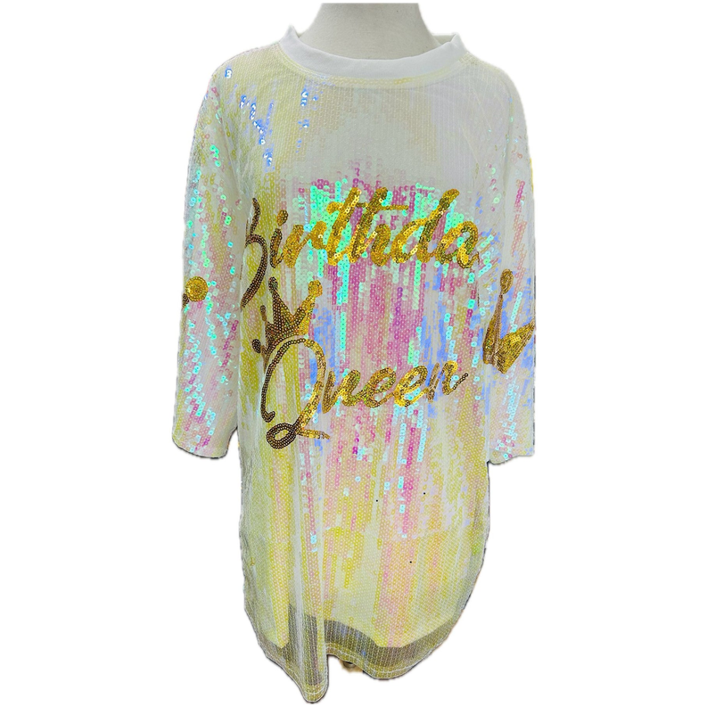 Happy Birthday Queen Sequins Short Sleeve Dress Beyond Envy