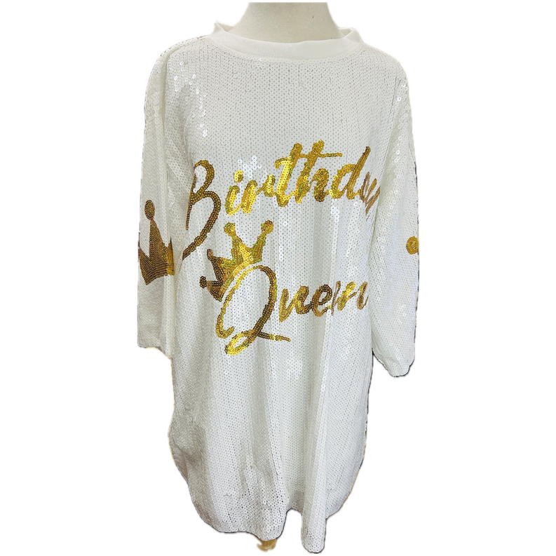 Happy Birthday Queen Sequins Short Sleeve Dress Beyond Envy