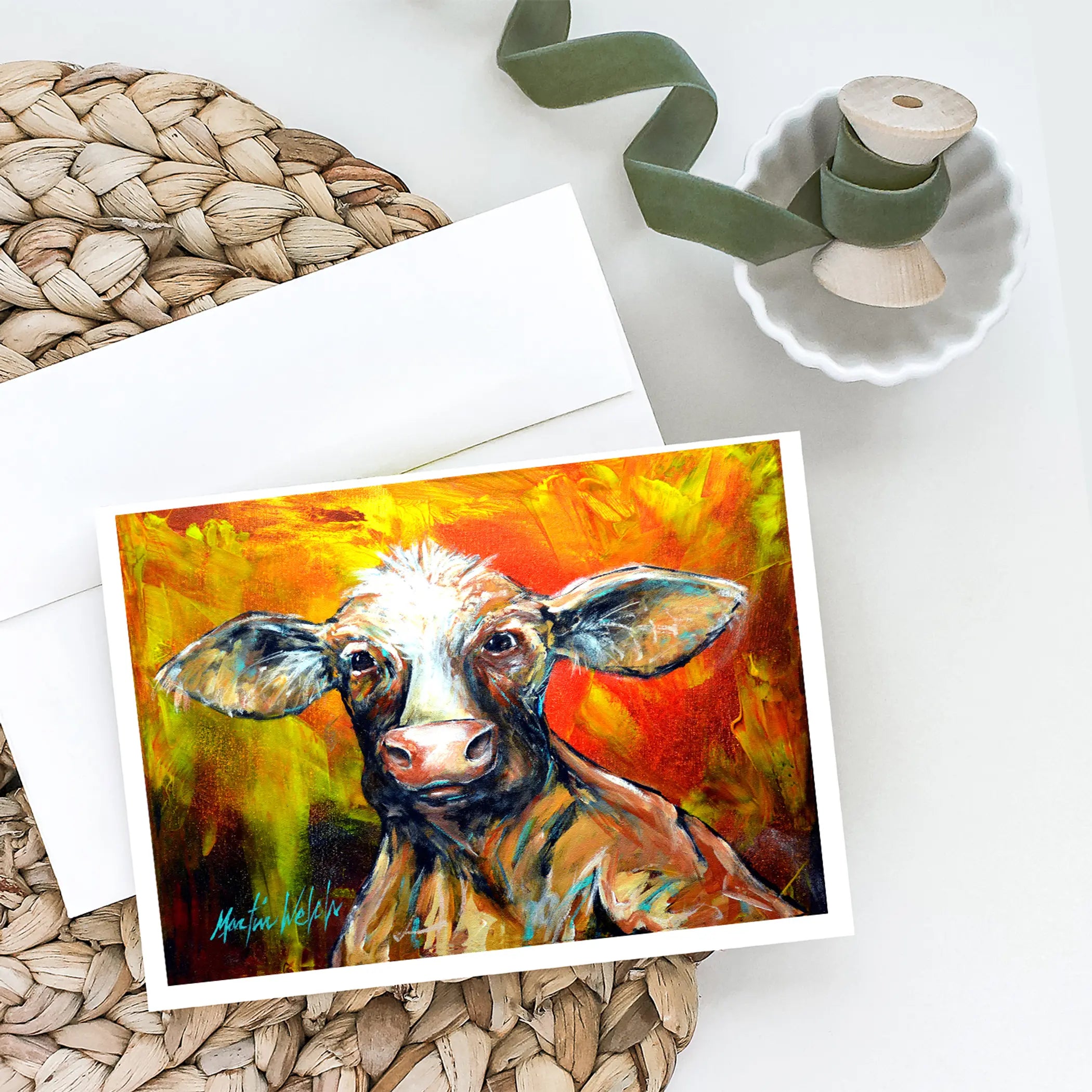 Happy Cow Greeting Cards Pack of 8 Caroline's Treasures