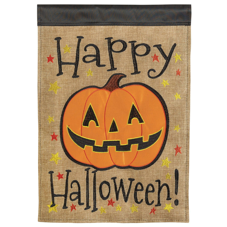 Happy Halloween Jack-O-Lantern Burlap Garden Flag Dicksons Inc