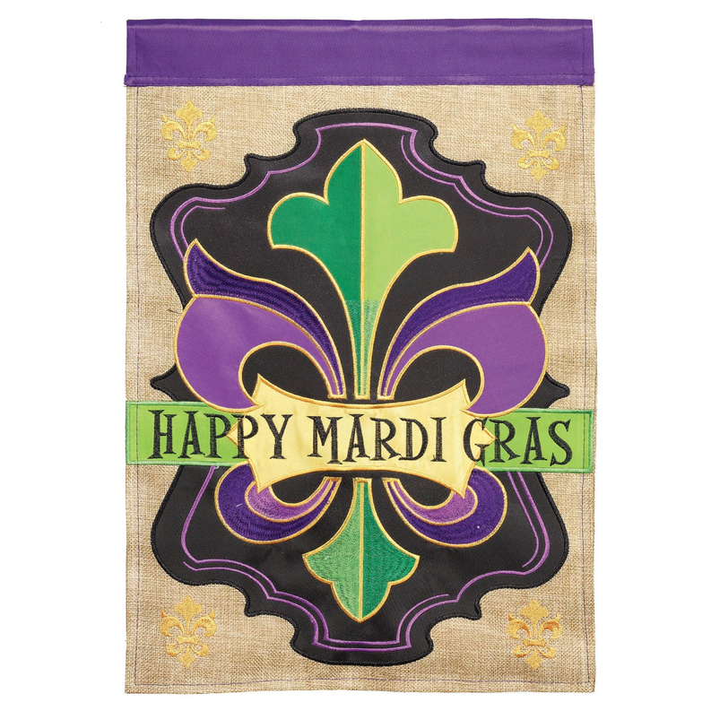 Happy Mardi Gras Burlap Double Applique Dicksons Inc