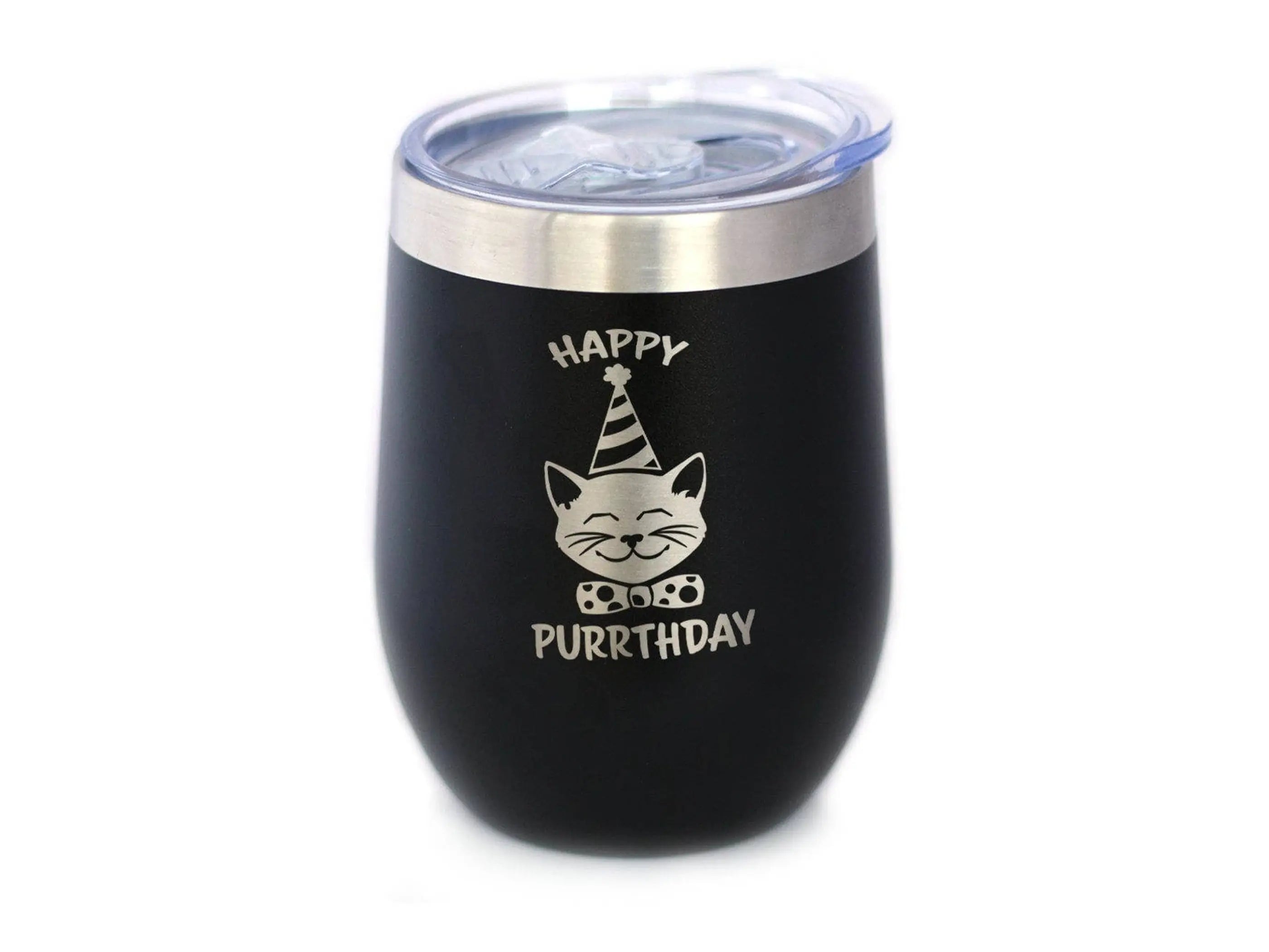Happy Purrthday Insulated Wine Tumbler - Cat Birthday Gifts Bevvee