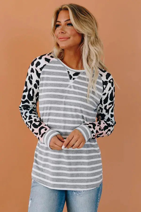 Hard to Forget Ombre Leopard Top Stay Warm in Style