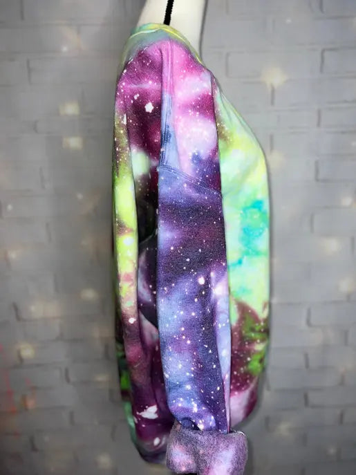Harlequin Green Galaxy Ice Dyed Tie Dye Blank Crewneck Sweatshirt The Blended Owl