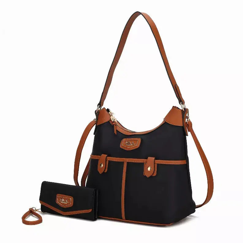 Harper Nylon Hobo Shoulder Handbag with Matching Wallet MKF Collection by Mia K.