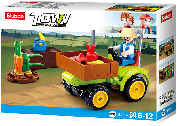 Harvest Farm Tractor Building Brick Kit (80 pcs) Texas Toy Distribution