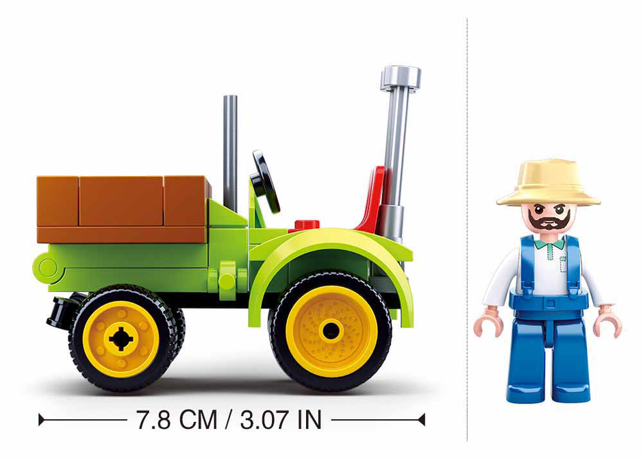 Harvest Farm Tractor Building Brick Kit (80 pcs) Texas Toy Distribution