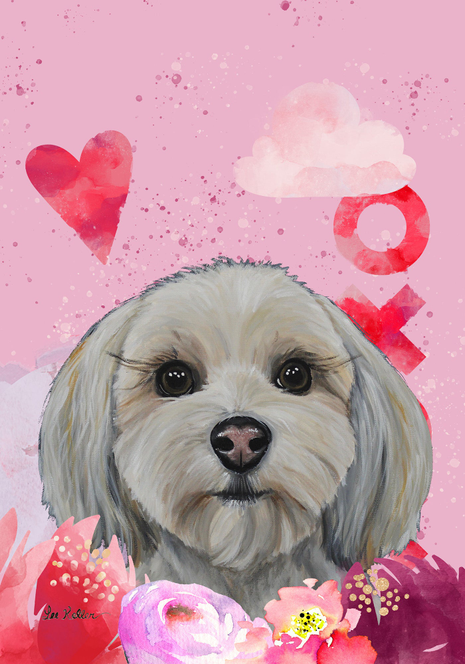 Havanese  - Hippie Hound Studios Valentines  House and Garden Flags Best of Breed