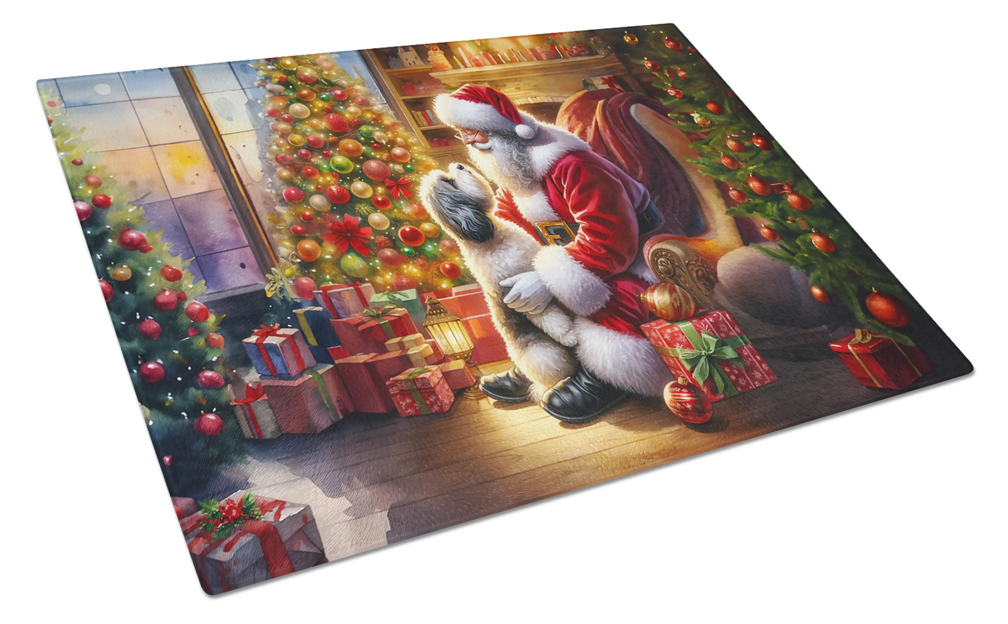 Havanese and Santa Claus Glass Cutting Board Caroline's Treasures
