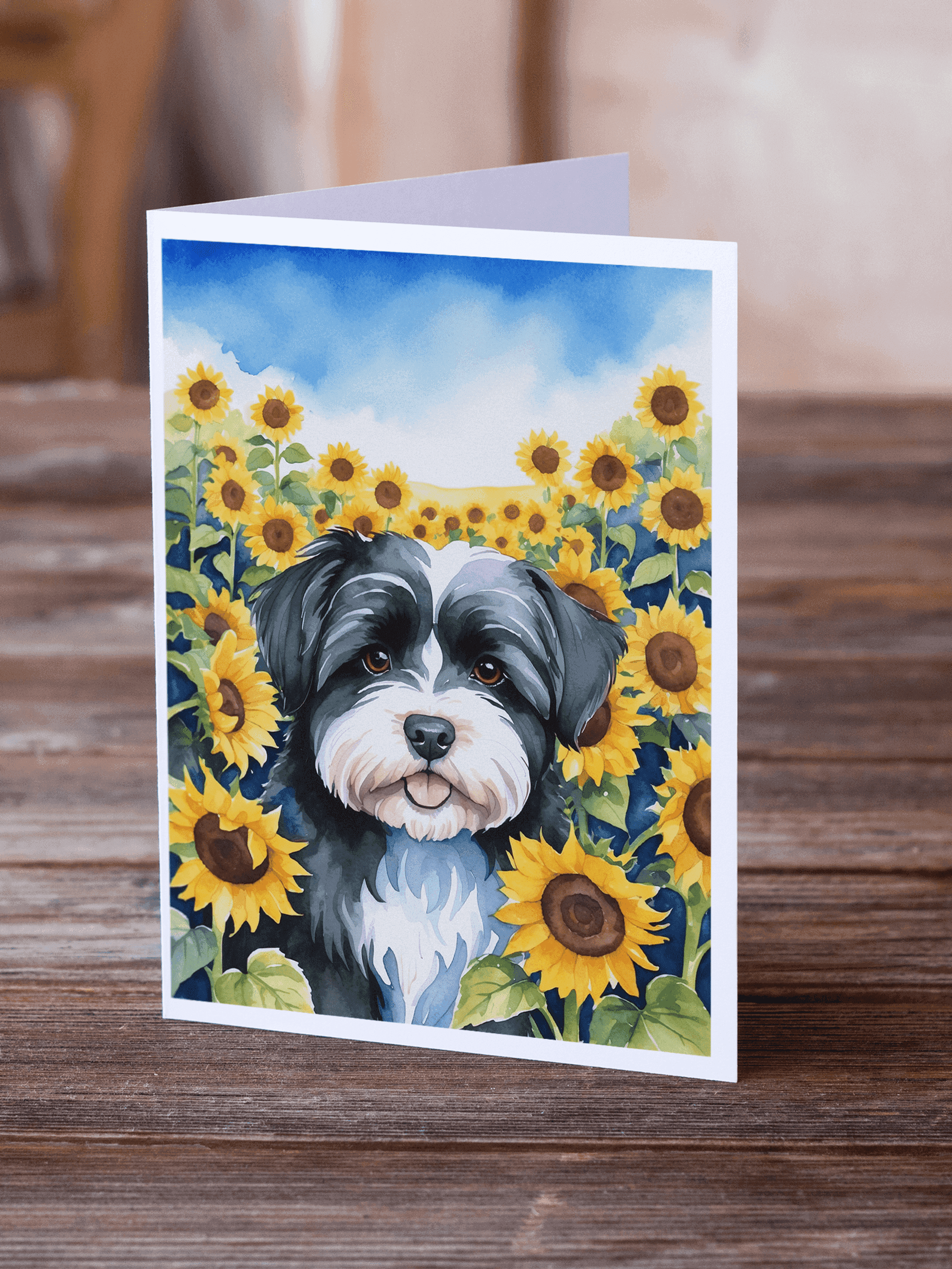 Havanese in Sunflowers Greeting Cards Pack of 8 Caroline's Treasures