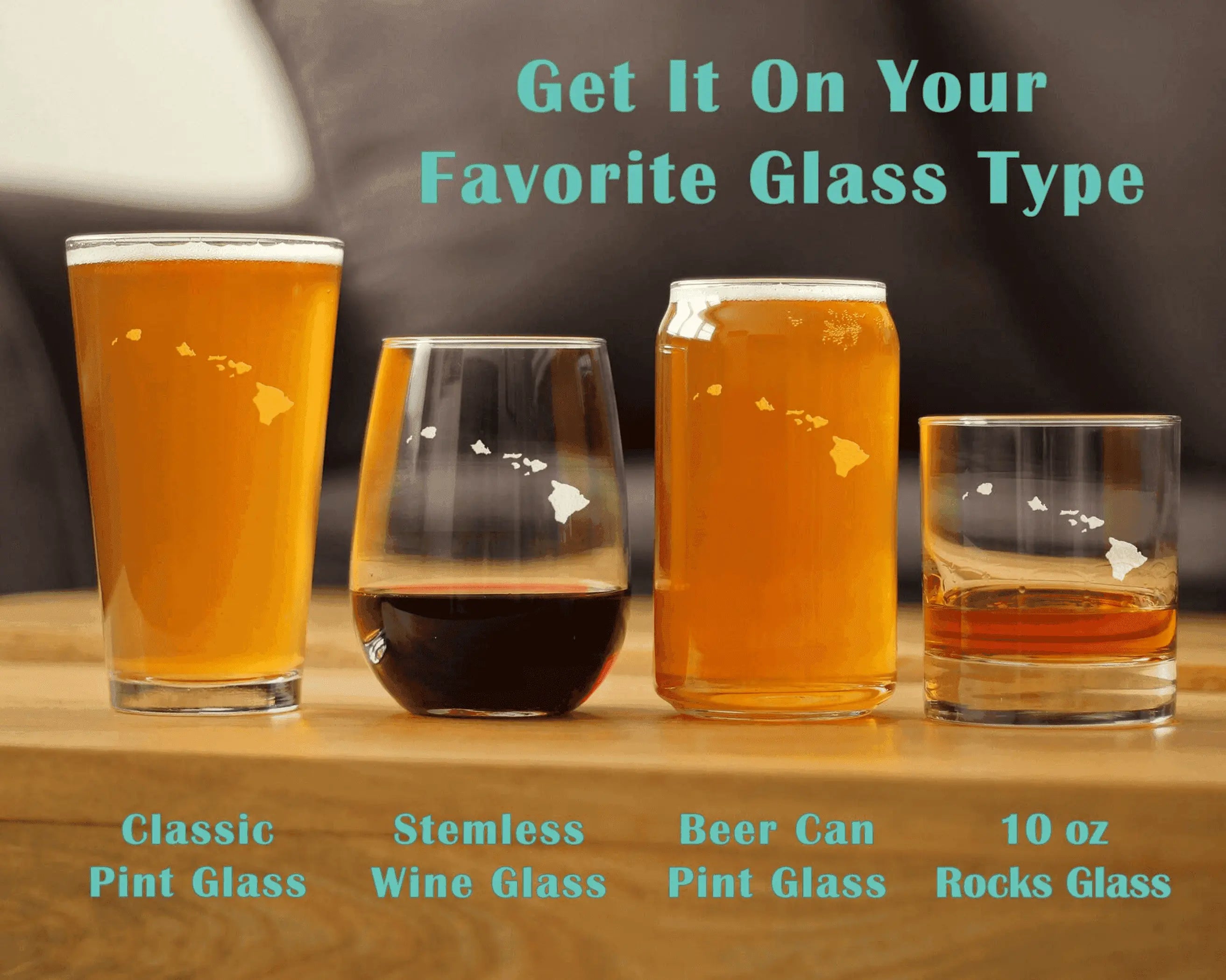 Hawaii Outline Pint Glass for Beer - Hawaiian Gifts Bevvee