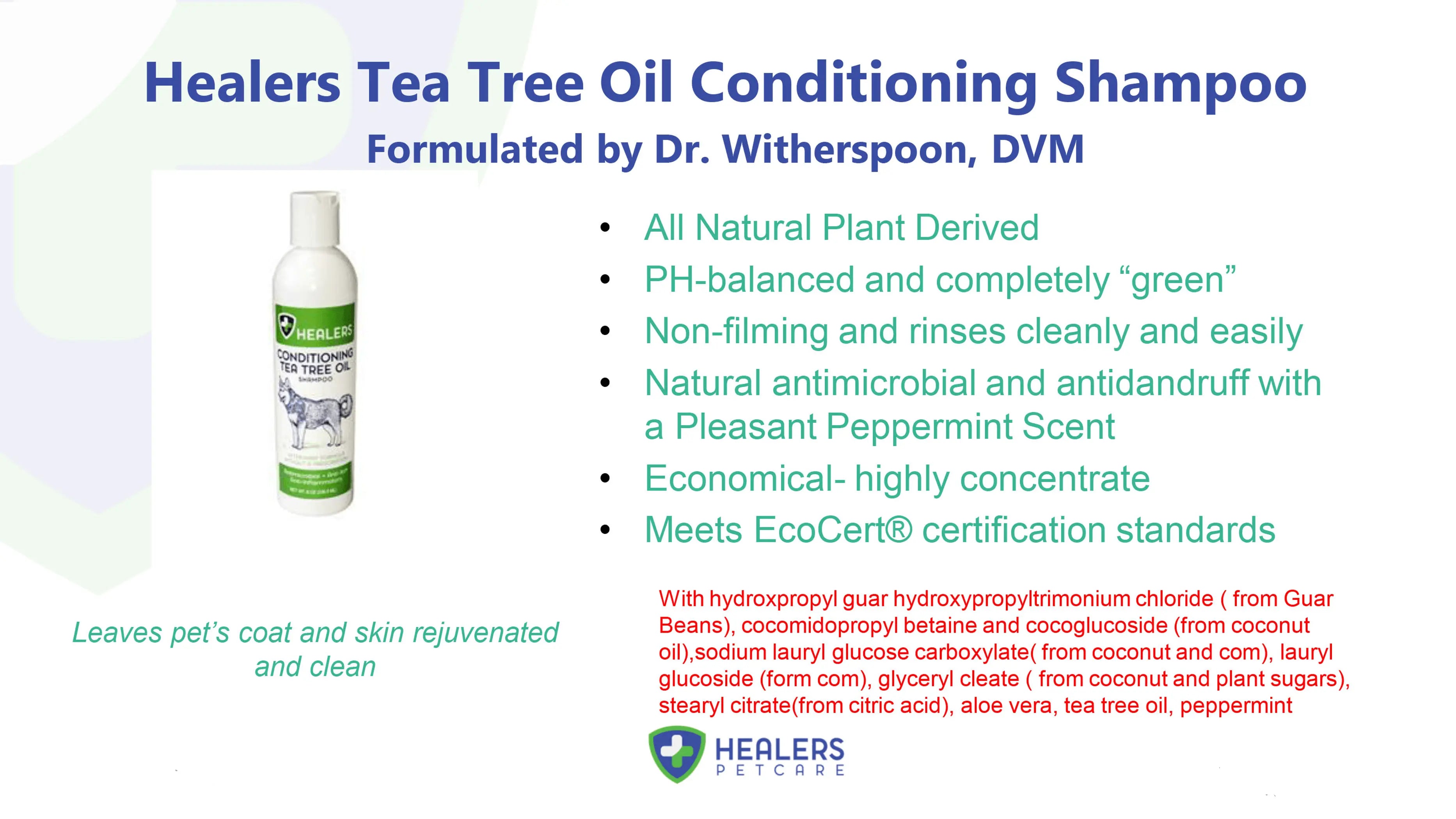 Healers Tea Tree Oil Conditioning Shampoo for Pets (8oz) Healers Petcare