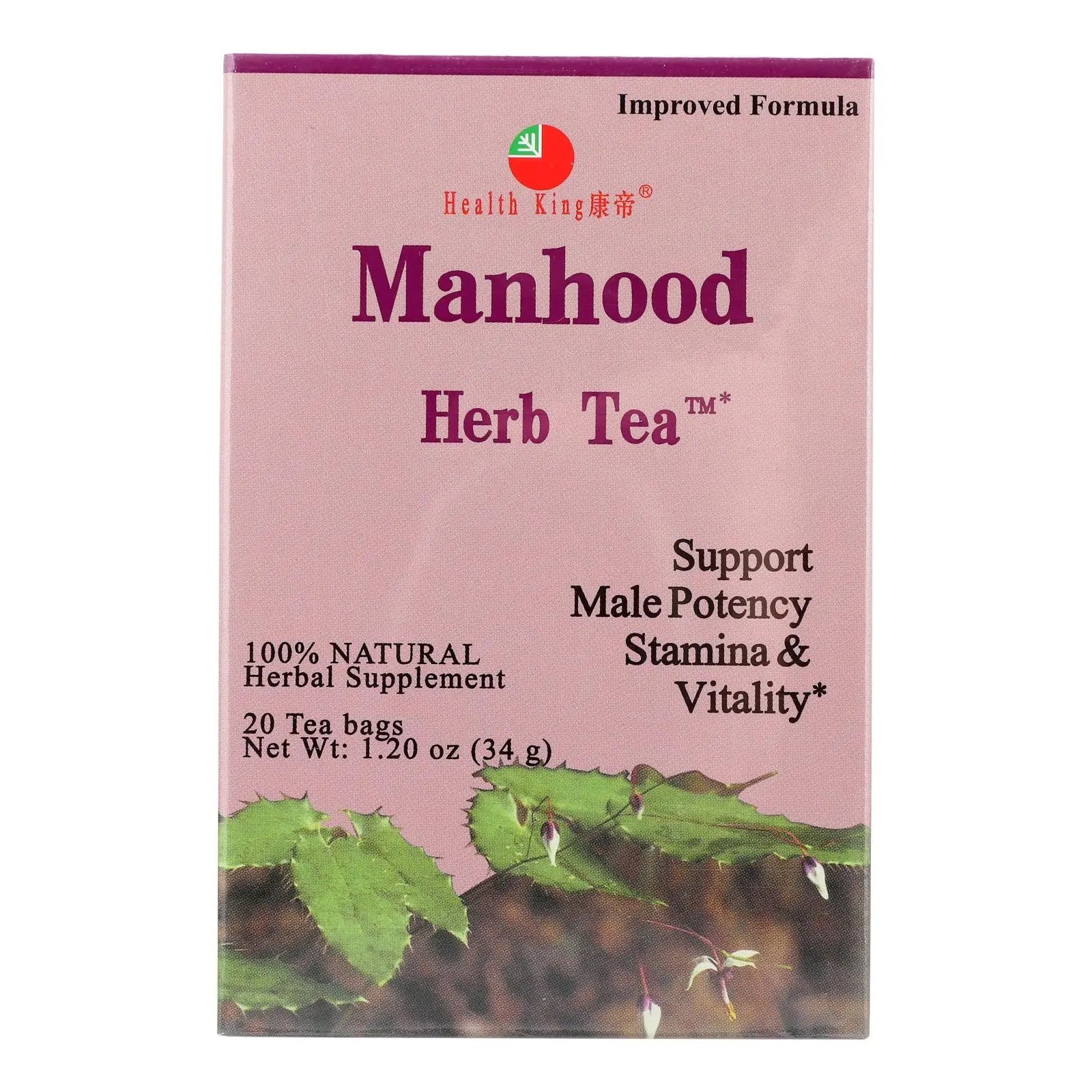 Health King Manhood Herb Tea - 20 Tea Bags Health King Medicinal Teas
