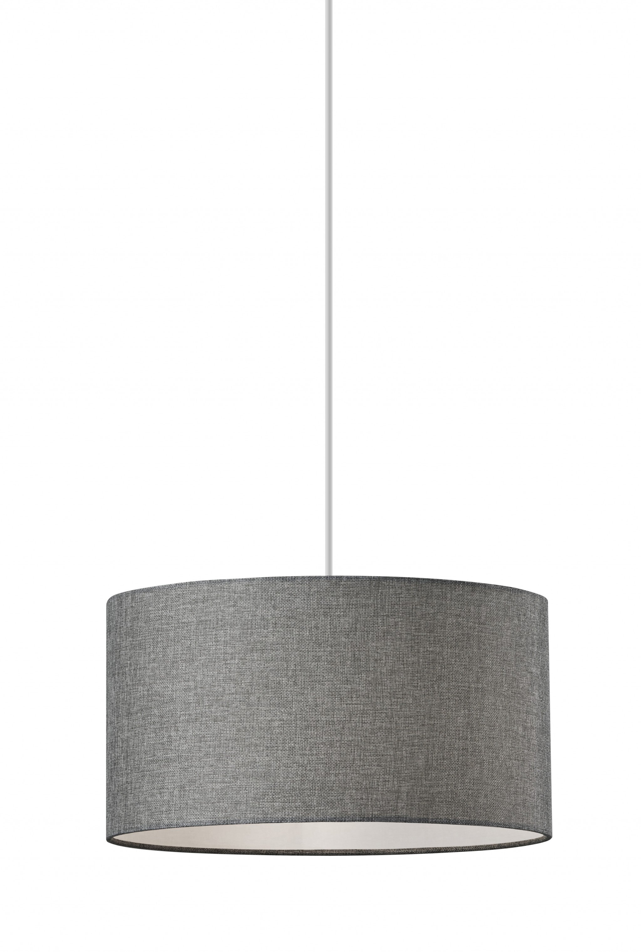 Heather Grey Fabric Shade Electric Drum Pendant - GreatEagleInc