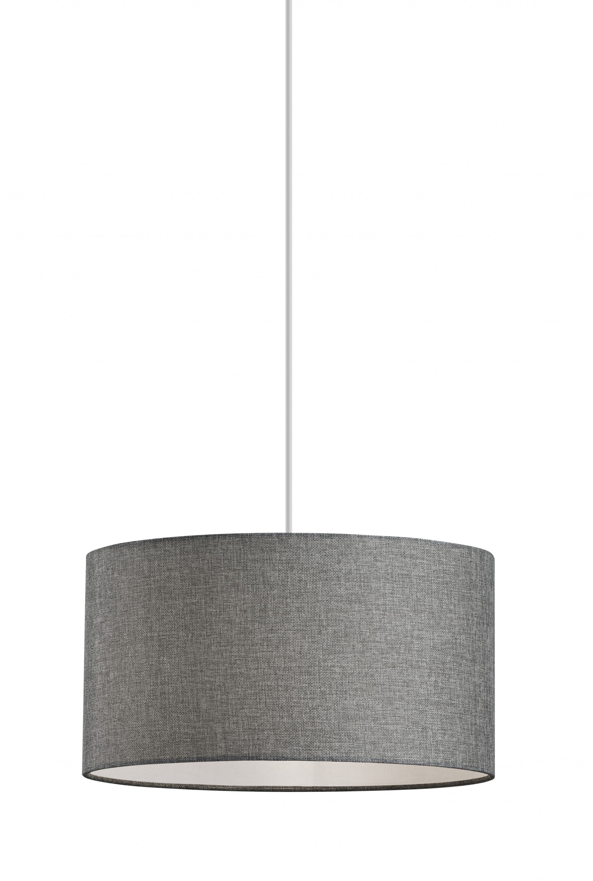 Heather Grey Fabric Shade Electric Drum Pendant - GreatEagleInc
