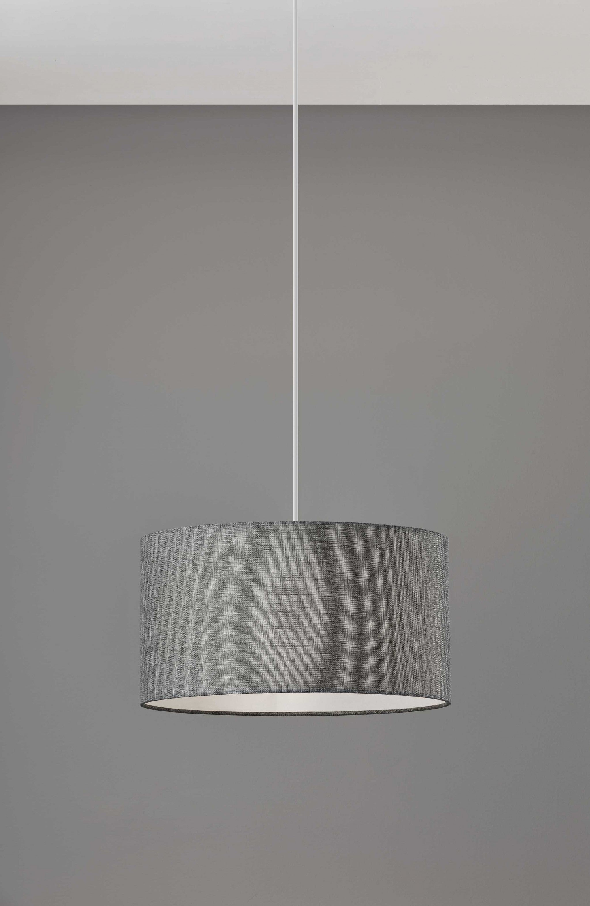 Heather Grey Fabric Shade Electric Drum Pendant - GreatEagleInc