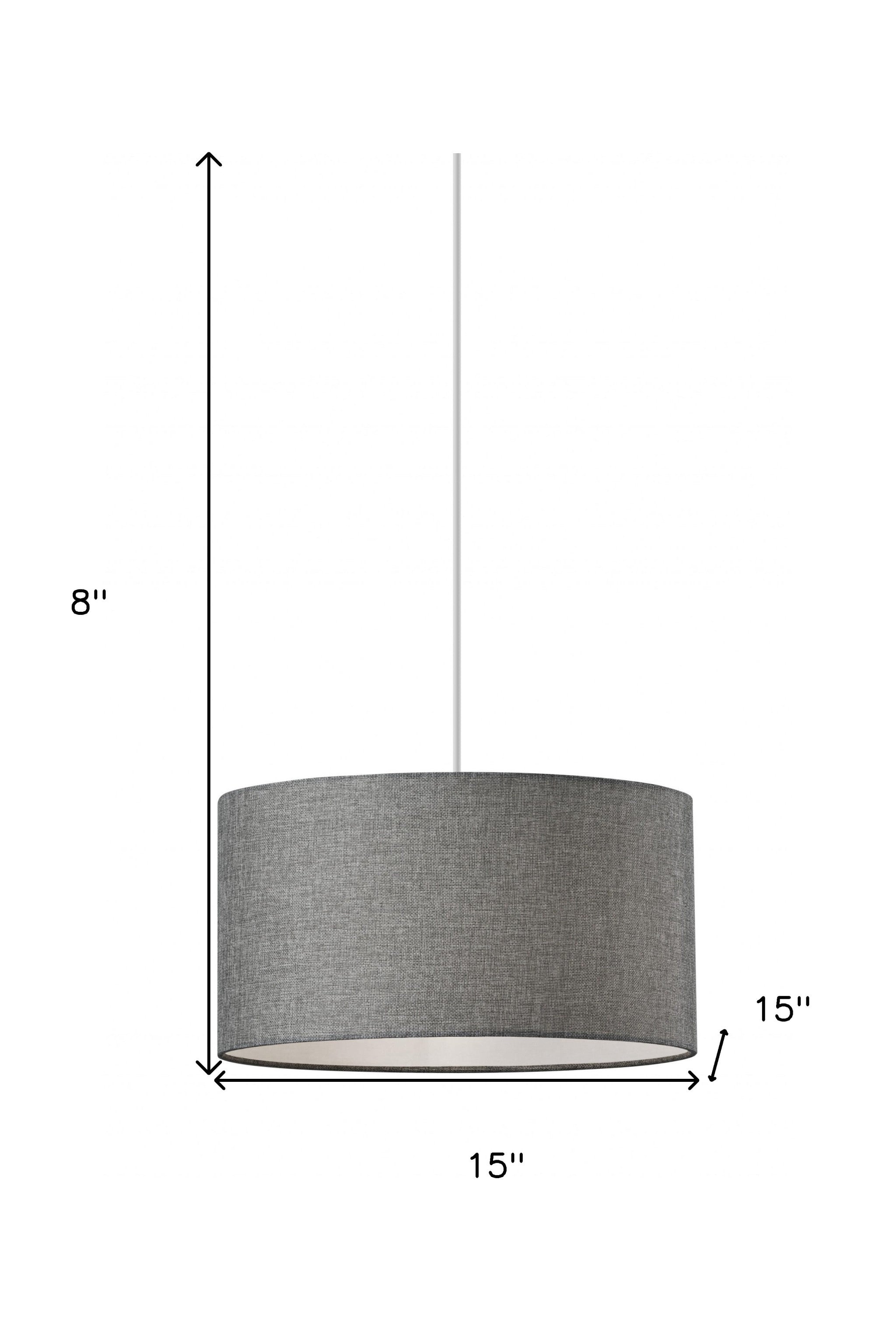 Heather Grey Fabric Shade Electric Drum Pendant - GreatEagleInc