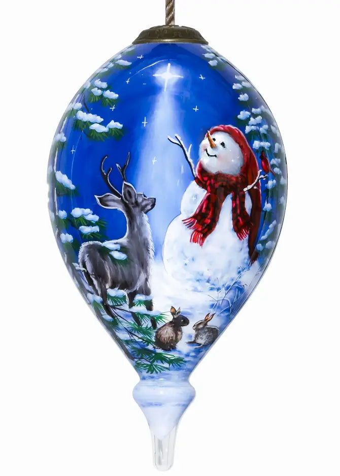 Heaven And Nature Sing Snowman Hand Painted Glass Ornament Inner Beauty Gifts