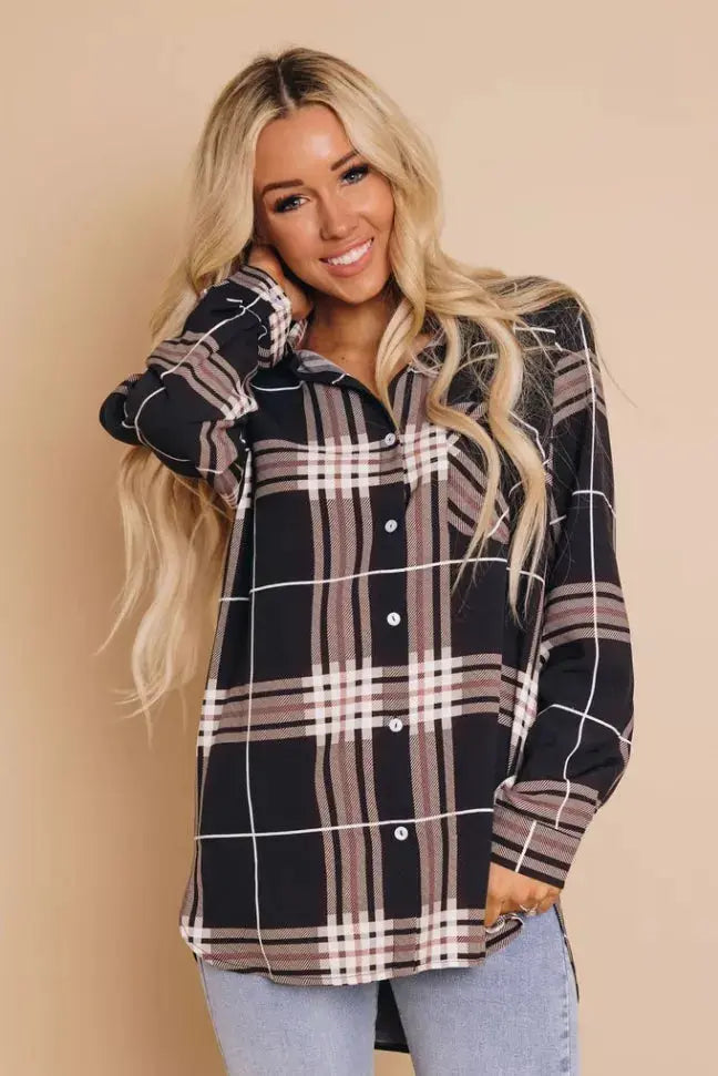 Hellbent Plaid Button Shirt Stay Warm in Style