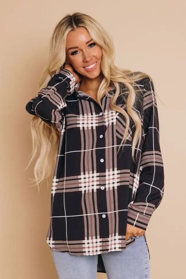 Hellbent Plaid Button Shirt Stay Warm in Style