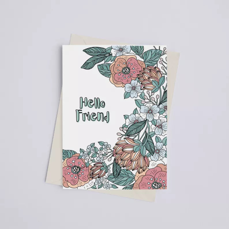 Hello Friend - Greeting Card Black Cat Bazaar