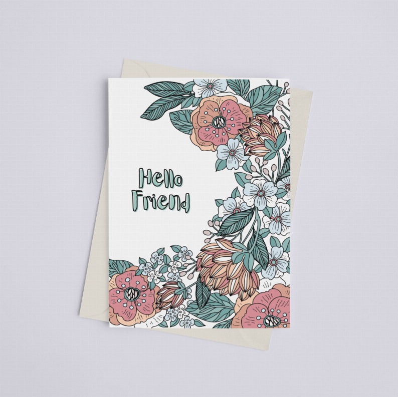 Hello Friend - Greeting Card Black Cat Bazaar