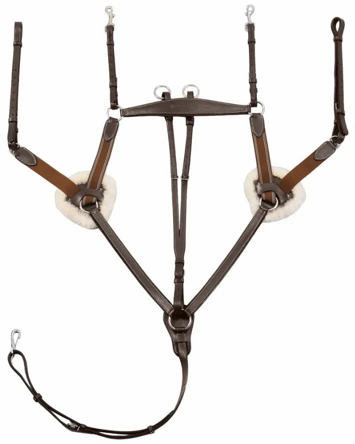 Henri de Rivel Pro 5 Point Elastic Breastplate Martingale with Running Attachment JPC Equestrian