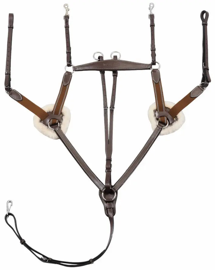 Henri de Rivel Pro 5 Point Elastic Breastplate Martingale with Running Attachment JPC Equestrian