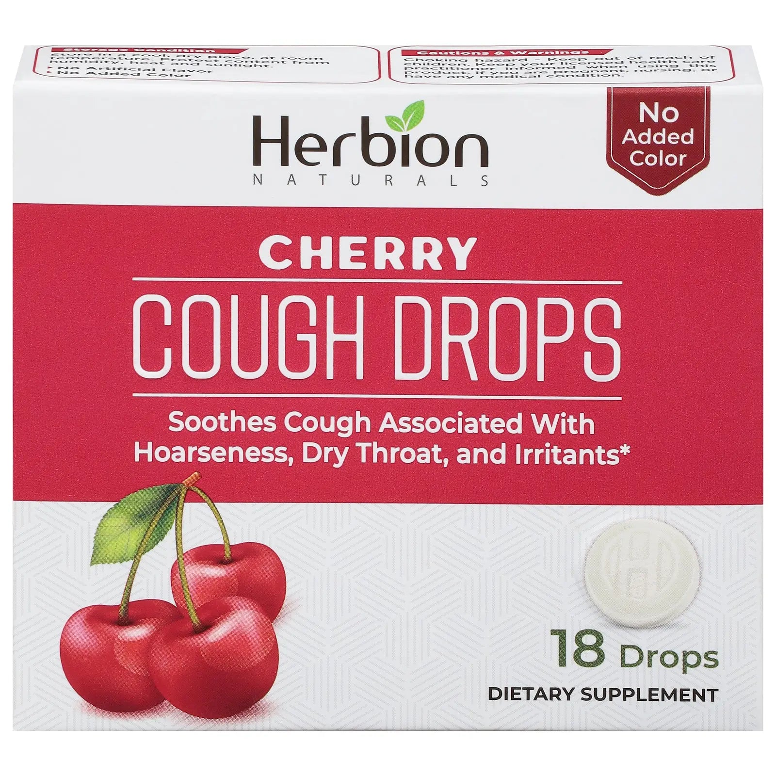Herbion Naturals - Cough Drops Cherry - 1 Each - 18 Ct Herbion Naturals