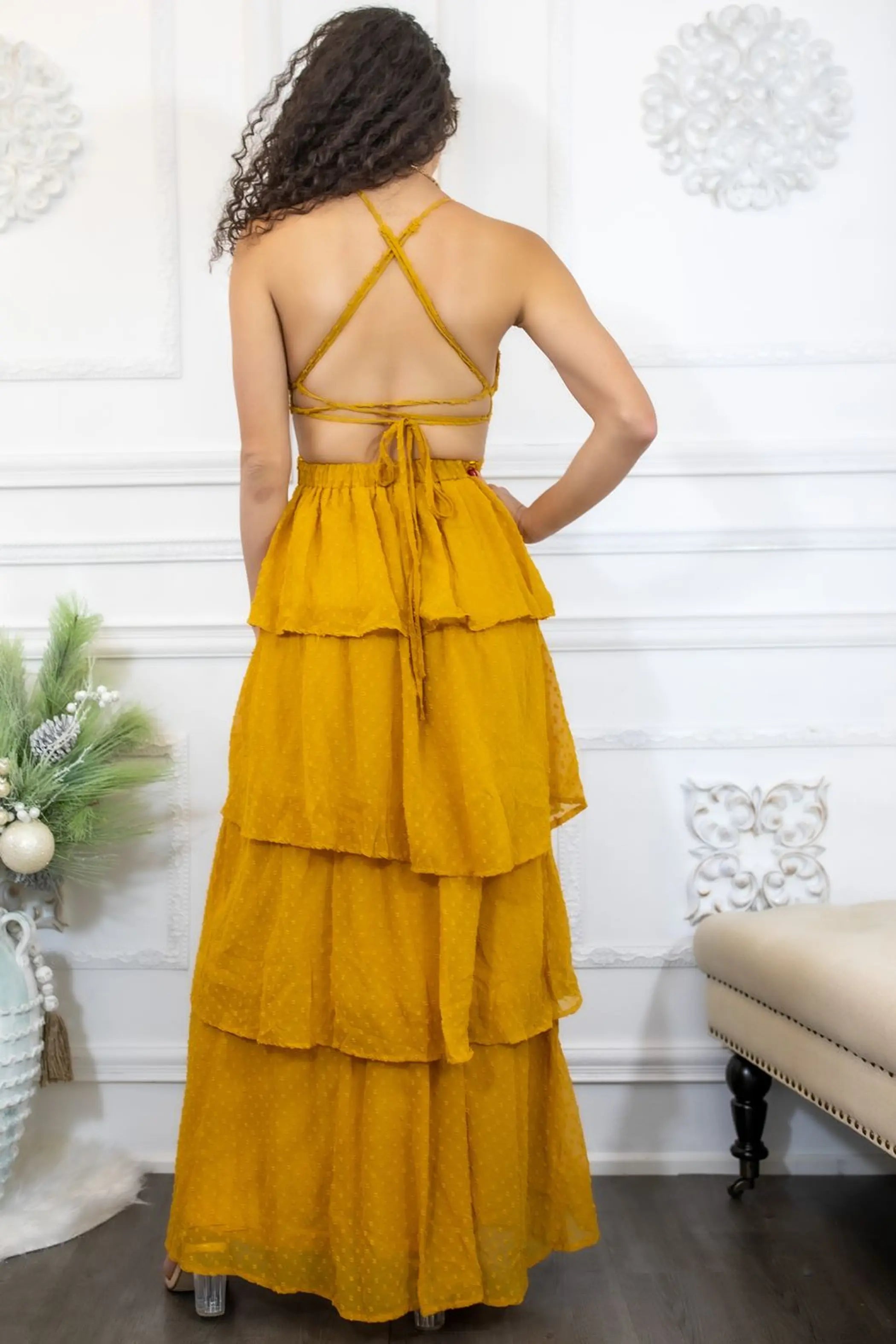Here Comes The Sun Polka Dot RuffleMaxi Dress SurelyMine