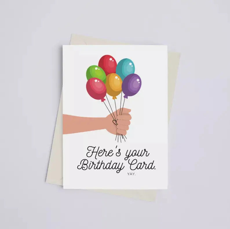 Here's Your Birthday Card, Yay - Greeting Card Black Cat Bazaar