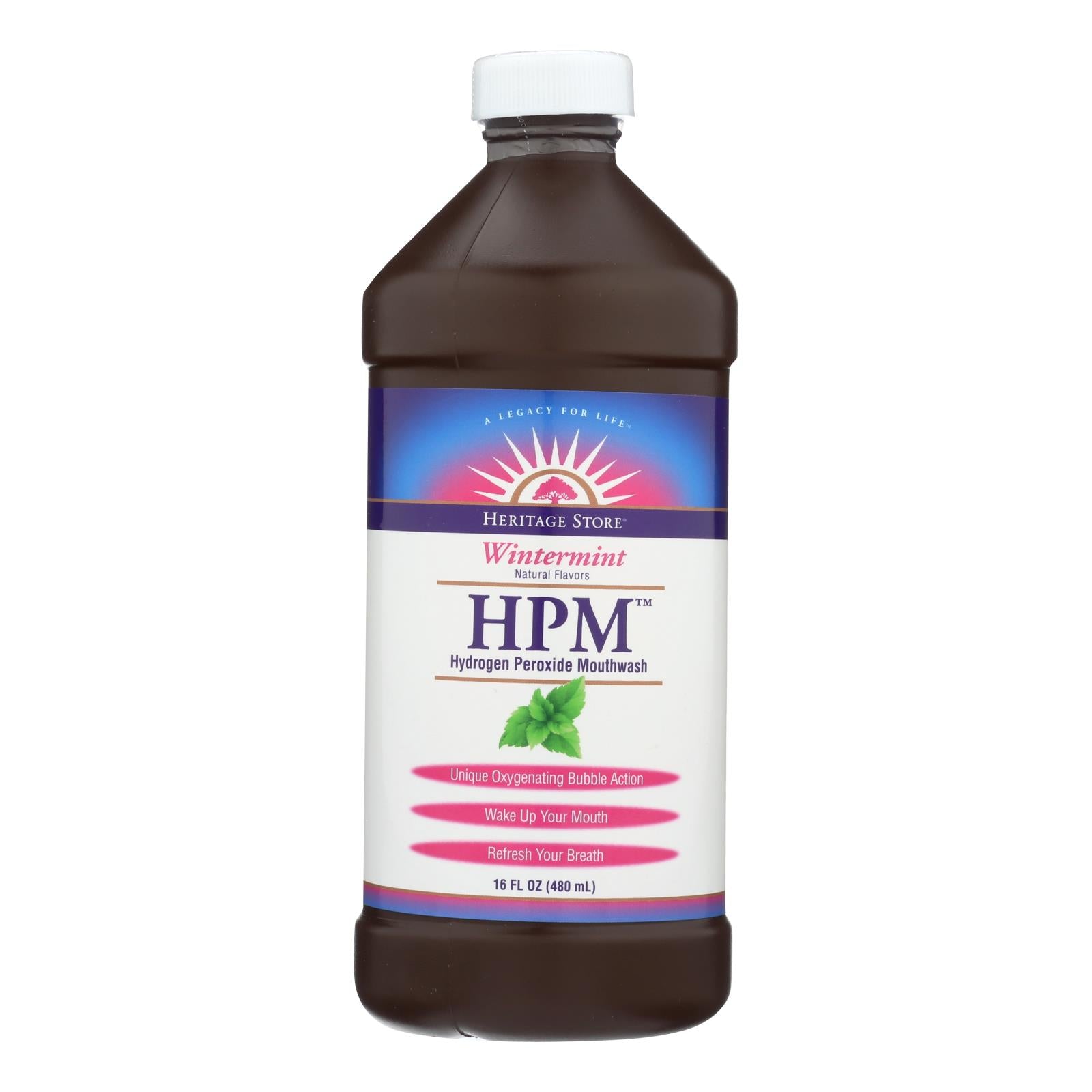 Heritage Products Hpm Hydrogen Peroxide Mouthwash Wintermint - 16 Fl Oz Heritage Products