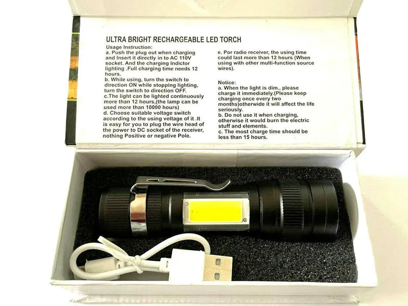 High Power Lumens T6 Led Flashlight USB Rechargeable Zoom Wi Hashir Products
