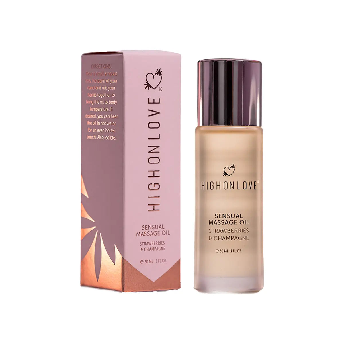 HighOnLove Mini Massage Oil Strawberries & Champagne 1 oz HighOnLove