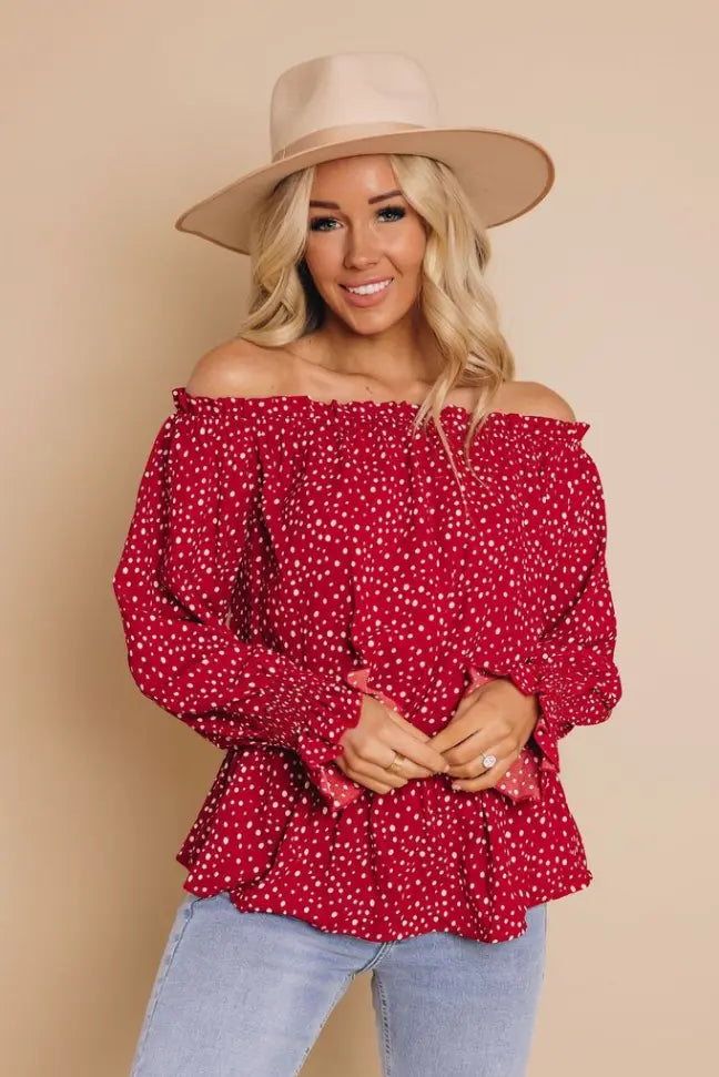 Hillside Polka Dot Top Stay Warm in Style
