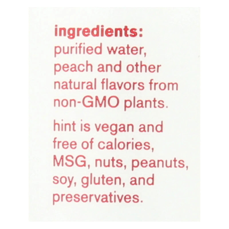 Hint Peach Water - Peach - Case Of 12 - 16 Fl Oz. Hint
